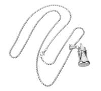 ORFOFE Collier Bouteille Parfum Acier Inoxydable pour Homme et Femme Pendentif Flacon Aromathérapie Minimaliste Chaîne Carrée Perlée Résistante et Élégante Accessoire Mode Polyvalent