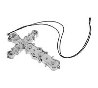 ORFOFE Collier Chaîne Croisée Plastique Halloween Cosplay Pendentif Croix Argentée Unisexe Accessoire Décoratif Religieux pour Costume Prêtre et Nonne