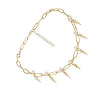 ORFOFE Collier Femme Chic Plaqué Or avec Pendentif Élégante Design Créatif Court Forme de Cône Polyvalent pour Toutes Occasions