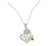 ORFOFE Collier Pendentif Cœur avec Tournesol et Abeille Bijoux Fantaisie Alliage Chaîne Confortable pour Femme Accessoire Élégant Au Quotidien