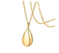 ORFOFE Collier Pendentif Urne Funéraire Goutte Eau Doré avec Chaîne Parfum pour Femme Souvenir Cendres Élégant et Confortable