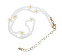 ORFOFE Collier Perles Marguerite Fait Main pour Femmes et Filles Vacances et Enterrement de Vie de Jeune Fille 39X1X0,20 CM Perle