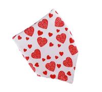 ORFOFE Collier pour Chien Moyen Double Couche Rouge Motif Cœur Saint-Valentin Bandana Anti-Salive pour Animaux de Compagnie Accessoire Fête et Anniversaire Bavoir Triangulaire