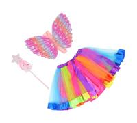 ORFOFE Costume Garçon Fille Ailes et Jupe Pailletée Rose avec Baguette Étoile Accessoires Déguisement Fille pour Fête et Spectacle