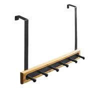 ORFOFE Crochet de Porte Arrière sans Perçage, Aluminium et Bambou Noir | Vêtements et Paquet, Maintien, Usage Armoire ou Derrière Porte, Installation sans Clou