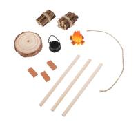 ORFOFE Décor de Camping et Cheminée de Poupée Accessoires de Jardin Féerique avec Poêle Miniature Tas de Bois Réaliste et Bouilloire pour Scènes DIY