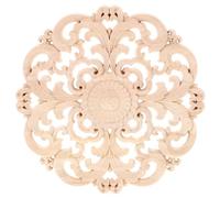 ORFOFE Décoration en Bois Sculpté Rond 20 Cm - Applique en Bois Non Peinte pour Mur Meubles Et Portes Idéale pour Une Ambiance Vintage Et Élégante