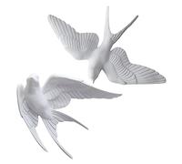 ORFOFE Décoration Murale 3D Hirondelle Blanche en Résine Légère, Ensemble 2 Pièces pour Salon ou Entrée, Ornement Artistique Moderne et Polyvalent