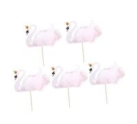 ORFOFE Décorations pour Gâteau Cygne 5 Pièces Plumage Pics à Gâteau Cygne Légers pour Anniversaire Mariage et Petits Gâteaux Décorations Féeriques pour Fête