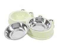 ORFOFE Double Acier Inoxydable avec Base Antidérapante Design Grenouille Ludique Capacité pour Chats et Chiens Moyens Bol et Facile à Nettoyer