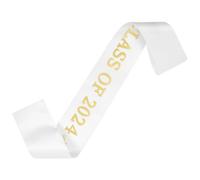 ORFOFE Écharpe de Remise des Diplômes 2024, Satin Blanc, Lettres Dorées