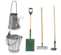 ORFOFE Ensemble D’Outils de Jardinage Miniatures 5 Pièces en Bois et Métal pour Maison de Poupée Arrosoir et Pelle Décoratifs Accessoires pour Décor de Maisons Miniatures Kit