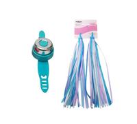 ORFOFE Ensemble de Sonnettes et Rubans Brillants Bleus pour Guidon de Scooter et Vélo Garçon et Filles, Accessoires en Polyester et Plastique, Amusants à Regarder pour Garçons