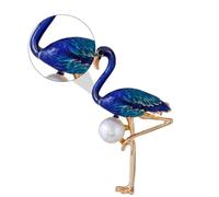 ORFOFE Épingle de Poitrine Émail Broche Perle Épingle Flamingo Chic Alliage Décoration pour Manteau
