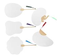 ORFOFE Éventail Rond Créatif à Main Vierge en Papier d'art Chinois 5 Pièces Blanc Multi-Motifs pour Garçon et Filles Loisirs DIY Peinture Peinture Créative Été Loisirs Couleur Aléatoire