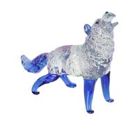 ORFOFE Figurine de Loup en Cristal Bleu Base Stable, Sculpture Élégante et Claire pour Bureau ou Étagère, Décoration Amateurs de Loups