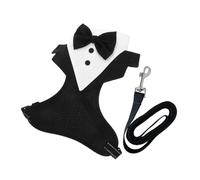 ORFOFE Harnais pour Chien Style Smoking avec Gilet Laisse Intégrée Costume De Mariage pour Chien Noeud Décoratif Harnais De Fête