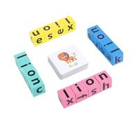 ORFOFE Jeu de Lettres Bois Éducatif avec Cartes Images Puzzle Alphabet Garçon Fille Cognitif pour Apprentissage et Spelling Jeu de Construction Ludique et Sécurisé
