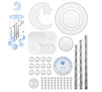 ORFOFE Kit Complet de Moules Silicone pour Carillon Vent Extérieur DIY Résine Époxy Série Étoile Lune Réutilisable et Facile à Utiliser Cadeau Créativité