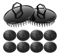 ORFOFE Lot de 10 Brosses Exfoliantes Portables pour Cuir Chevelu Noir Petite Brosse à Shampoing Massage Tête Masseur Compact pour Usage Humide et Sec pour Voyage et Bien-être