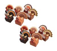 ORFOFE Lot de 12 Boîtes à Friandises en Papier Motif Dinde Multicolores pour Thanksgiving Fond Plat Stable Boîtes à Bonbons pour Fêtes D’Automne et Repas Familiaux