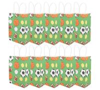ORFOFE Lot de 12 Paquet Présents en Papier Kraft Format Football, Grands Sachets de Collation Décoratifs pour Fête D'anniversaire, Emballage Présent Pliable pour Événements Sportifs