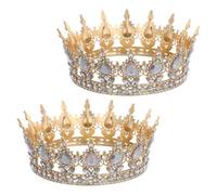 ORFOFE Lot de 2 Couronnes de Cheveux de Mariage Dorées avec Cristaux Goutte D'eau, Tiare de Mariée Princesse en Cristaux, Accessoires Coiffure pour Cérémonie, Bal et Enterrement de Vie