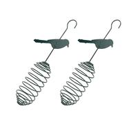 ORFOFE Lot de 2 Mangeoires à Oiseaux en Métal Vert Foncé Crochet Suspendre, Distributeur Extérieur pour Boules de Graisse, Outil de Nourrissage de Jardin Printanier, Mangeoire Pratique