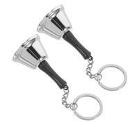 ORFOFE Lot de 2 Mini Porte-Clés Clochettes en Métal Argenté Anneau Breloques Multifonctions pour Garçon et Filles Sonnette d'Appel Restaurant et Décoration Noël