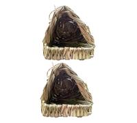 ORFOFE Lot De 2 Nids d'oiseaux Tissés : Hamac en Paille Naturelle pour Perruches Calopsittes, Nichoirs en Jonc De Mer pour Perroquets, Fournitures De Nidification Sûres pour Oiseaux