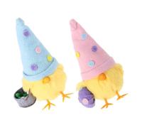 ORFOFE Lot de 2 Poussins de Pâques en Peluche Douce 16 CM Décorations de Table Printanières Réutilisables Mini Poussins Colorés Rose et Bleu Ciel pour Fête et Intérieur