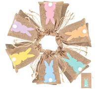 ORFOFE Lot de 24 Paquet Présents en Toile de Jute 10 X 15 Cm, Paquet à Cordon pour Pâques, Pochettes Multi-usages Coloris Assortis, pour Bonbons, Bijoux et Décorations Couleur Aléatoire