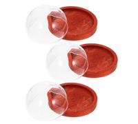 ORFOFE Lot de 3 Dômes en Verre Miniatures 30 Mm avec Base en Bois Couleur Café Foncé, Cloche Dôme Décorative Transparente pour Micro-paysages, Vitrines D'exposition et Décoration de