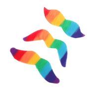 ORFOFE Lot de 3 set de Moustaches Autocollantes Arc-en-Ciel Fausses Barbes Douces Peau Réutilisables et Lavables Accessoires de Fête pour Carnaval Halloween et Bal Masqué