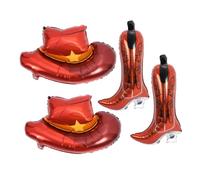 ORFOFE Lot De 4 Ballons En Aluminium Chapeau Et Bottes Décorations De Fête À Thème Western Pour Célébrations