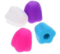ORFOFE Lot de 4 Capuchons de Protection en Silicone pour Dentifrice Auto-Obturants Coloris Violet Blanc Bleu et Rose Fuchsia Outil Pratique pour Presser le Dentifrice Fournitures de