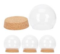 ORFOFE Lot de 4 Couvercles en Verre Transparents Bouchons en Liège Diamètre 10 CM pour Fleurs Éternelles Décorations de Maison et Présents Protections Décoratives Élégantes et