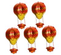 ORFOFE Lot De 5 Ballons En Aluminium : Décorations En Forme De Montgolfière Pour Fête D'anniversaire - Faciles À Gonfler, Pour Une Utilisation Intérieure Et Extérieure - Pour Une