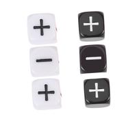 ORFOFE Lot de 6 Dés de Jeu Noirs et Blancs Signes Plus et Moins en Plastique Léger Gros Dés pour Garçon et Filles Taille Adaptée pour Jeux de Table et Fêtes