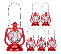ORFOFE Lot de 6 Lampes à Pétrole Miniatures Rouges Vintage Décorations Miniatures pour Maison de Poupée Accessoires de Micro-Paysage Kit de Petite Maison Lumière Décorative Réaliste