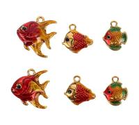 ORFOFE Lot de 6 Pendentifs Poissons en Acier Inoxydable Doré Breloques Petits Animaux Finition Huileuse Imperméable Accessoires pour Création de Colliers et Bracelets Thème de L’Océan