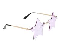 ORFOFE Lunettes de Soleil sans Monture d'Étoile à Cinq Branches Verres Violets Clairs Cadre Doré Accessoire de Fête Amusant pour Événements et Festivals