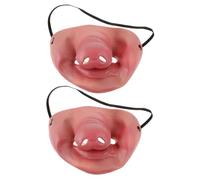 ORFOFE Masques Cosplay Demi-visage en Latex Rose avec Nez de Cochon Réaliste, Design Ergonomique et Drôle, Lot de 2 pour Fêtes et Poisson D'avril