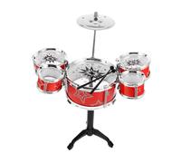 ORFOFE Mini Batterie Garçon Fille Électronique Sécurisée avec Baguettes Ensemble Percussion Jazz pour Débutants Éducatif Musical pour Tout-Petits Kit Batterie Portable Rouge