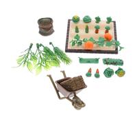 ORFOFE Miniature Farm Accessories Set Mini Vegetable Figurines Garden Cart Hay for Dollhouse Scene Decoration and Outdoor Micro Landscape