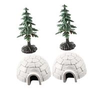 ORFOFE Miniature Ice House Set with Christmas Trees Small Plastic Igloo Ornament for Home Decor Compact Desktop Decoration for Holiday Village