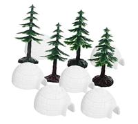ORFOFE Miniature Igloo Ice House and Artificial Christmas Tree Set Lightweight Plastic Figurines for Decorative Table Polar Scene and Micro Landscape Crafting