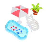 ORFOFE Miniature Piscine pour Maison de Poupée avec Bouée Gonflable Chaise de Plage et Parasol Décorations Miniatures pour Jardin et Jouets Créatifs sans Danger