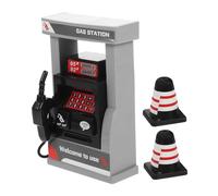 ORFOFE Miniature Station Essence Simulation Réaliste Modèle de Station-Service Éducatif Interactif pour Garçon Fille Set de Jeu avec Cône de Signalisation