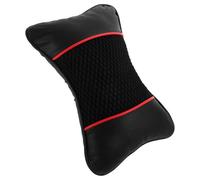 ORFOFE Oreiller Cervical pour Voiture en Cuir et Maille Polyester Respirante Appuie-Tête Élastique Mousse Haute Résilience Coussin de Siège Auto Noir et Rouge pour Conduite Confortable